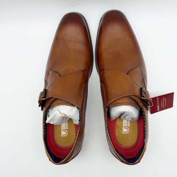 Stacy Adams Mens Karcher Monk Strap Dress Shoes US 9 M Brown Leather NIB - Picture 11 of 13